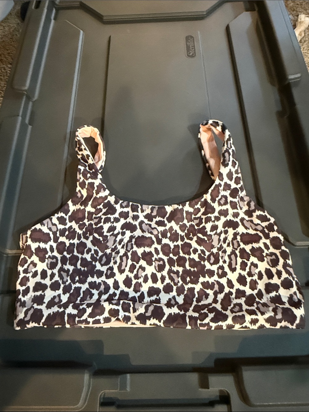 Zyia reversible Leopard Print Scoop Sports Bra - Brown & Cream